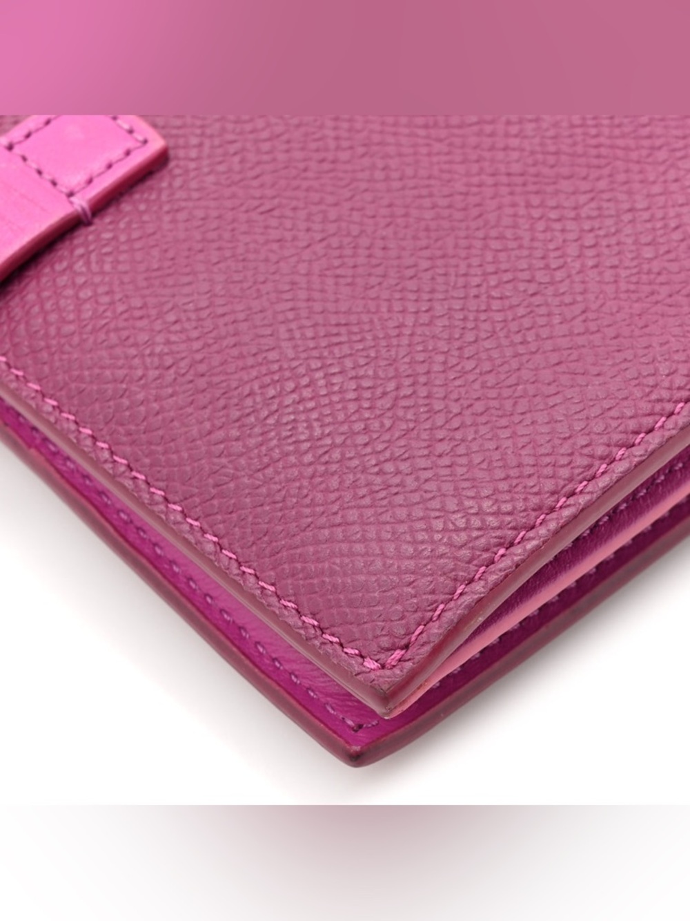 Grained Calfskin Medium Multifunction Strap Wallet Magenta - Picture 8 of 10